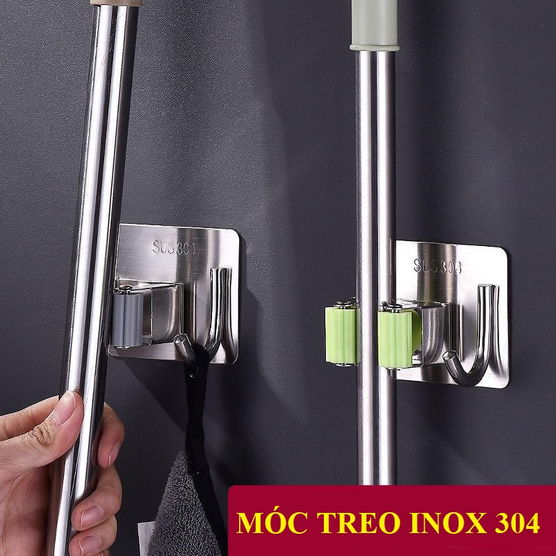 [INOX 304] Móc Treo Cây Lau Nhà, Móc Treo Chổi, Vòi Hoa Sen, Cọ Chà Toilet...Móc Dán Tường Không Cần Khoan