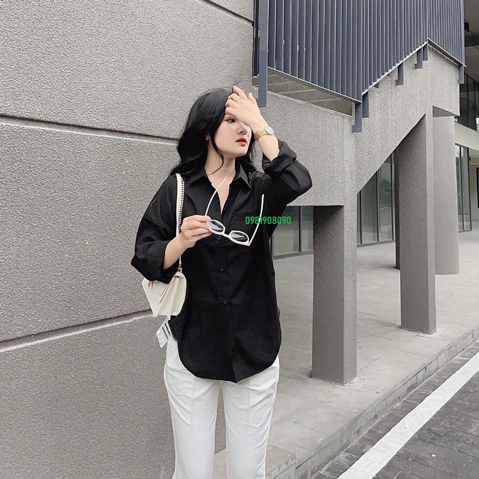 Áo sơ mi nữ dài tay vạt tôm chất đũi nhiều màu