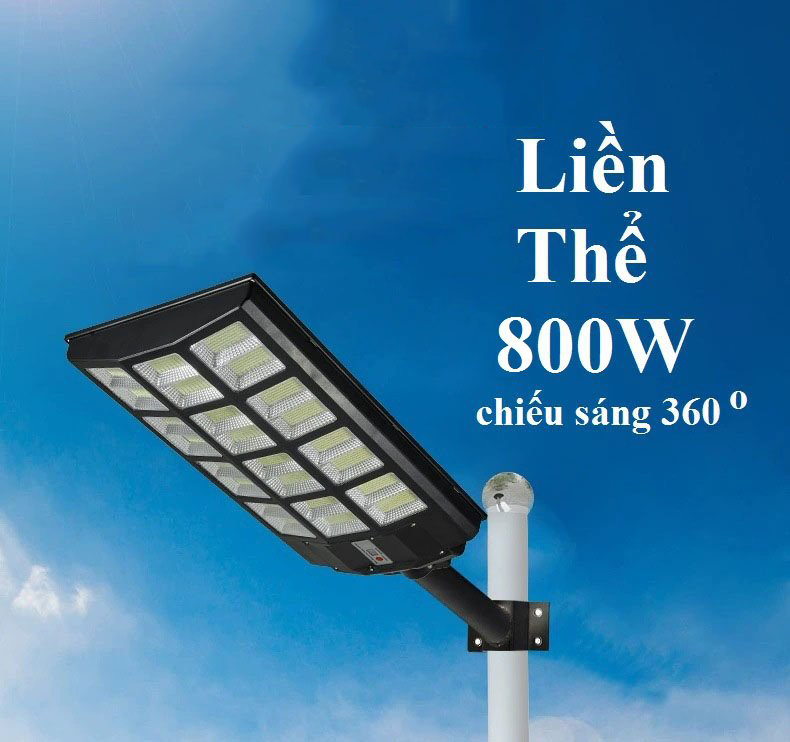 Đèn năng lượng mặt trời  liền thể 800W, 12 Khoang, Vỏ nhựa ABS, Tấm pin liền, Cảm biến chuyển động, Ánhs sáng trắng- 800WLT