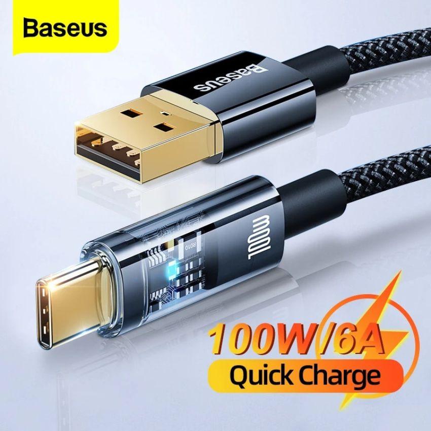 Cáp sạc Baseus Explorer Series USB to Type-C 100W Tự Ngắt, truyền dữ liệu, sạc nhanh, có đèn led - hàng chính hãng