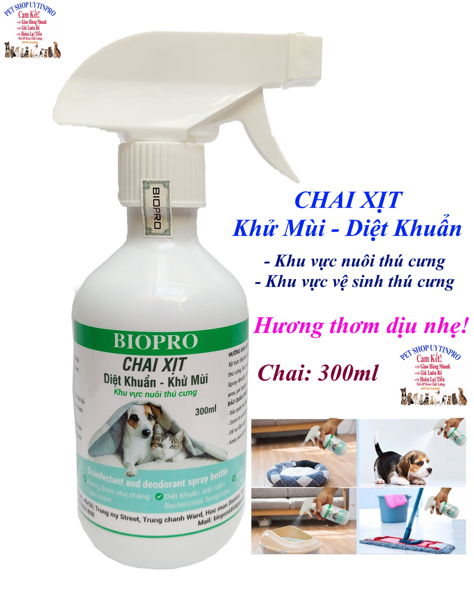 Chai xịt Biopro Giúp Diệt khuẩn Khử mùi hôi Khu vực vệ sinh Khu vực nuôi thú cưng Hương thơm dịu nhẹ