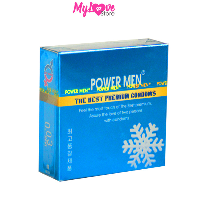 Bao Cao Su Power Men Điệp Viên Tàng Hình Bạc Hà Mát Lạnh Siêu Mỏng 0,03 mm Hộp 3 chiếc