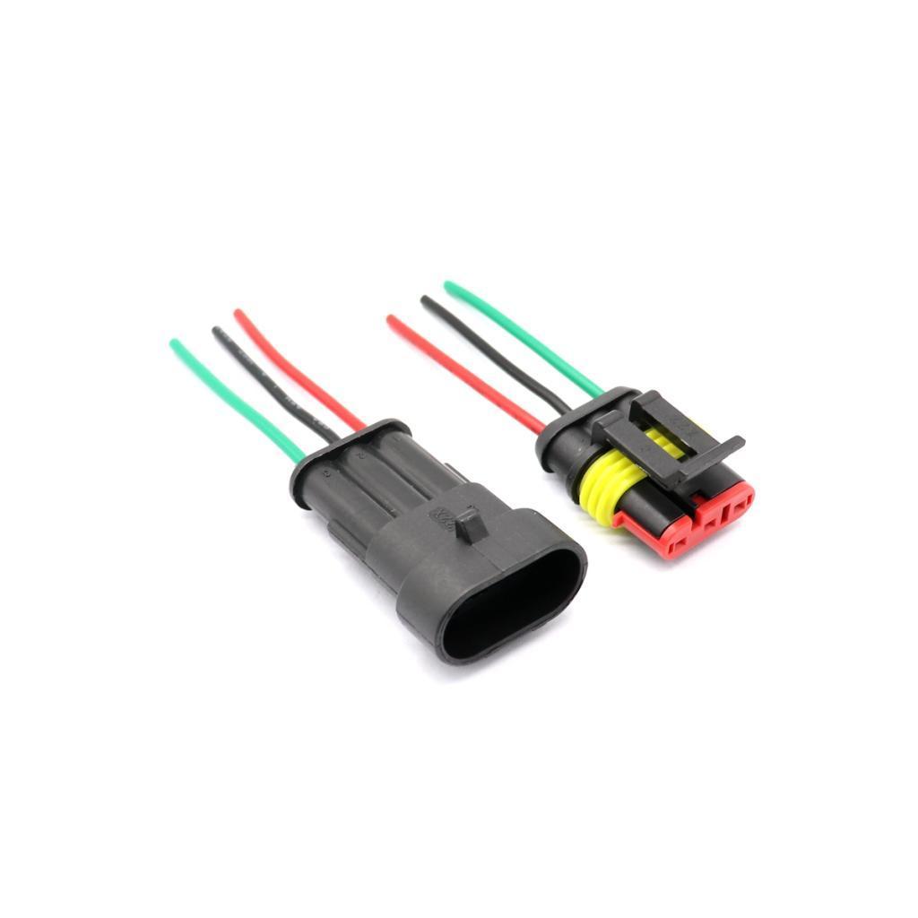 Support 3 Pin Way Car Auto Waterproof Electrical Connector Plug Socket Kit with Wire AWG Gauge Marine Pack of 5