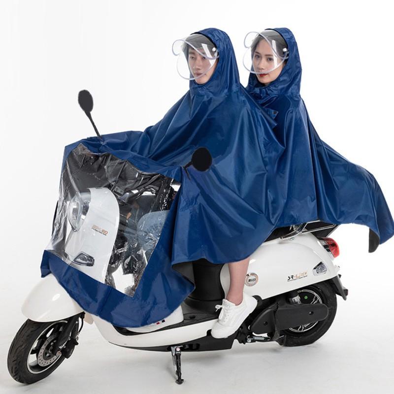 Áo Mưa 1 Người, 2 Người Đầu Có Kính Chắn Nước Che Mặt Trùm Gương Cánh Dơi Cao Cấp Thời Trang Phản Quang Chống Thấm