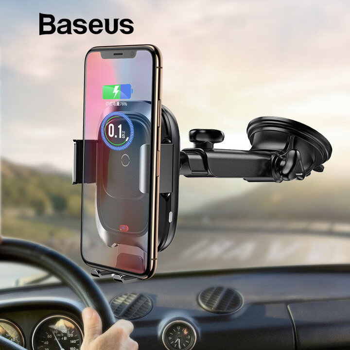 Gía đỡ điện thoại kiêm sạc không dây để taplo, kính lái trên ô tô cao cấp Baseus WXZN-B01 Wireless Charger Gravity Car Mount - Hàng chính hãng