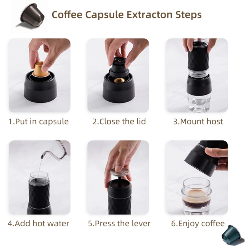 Máy pha cà phê mini cầm tay 3 trong 1 Biolomix HS8439 sử dụng Viên nén Nespresso, viên nang Dolce-Gust và bột cà phê - HÀNG NHẬP KHẨU