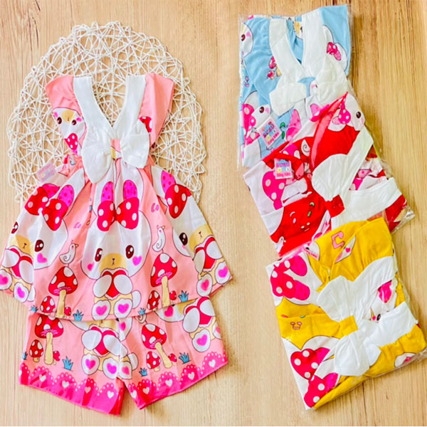 Đồ bộ bé gái 1 - 3 tuổi, đồ bộ bé gái giá rẻ, bộ đồ bé gái tay ngắn chất lụa mát 12 - 21kg