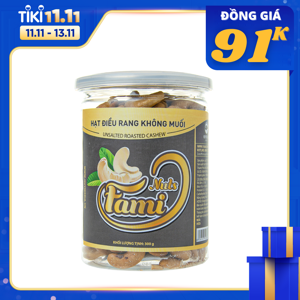 Hạt Điều Rang Không Muối Fami (300g / Hũ)