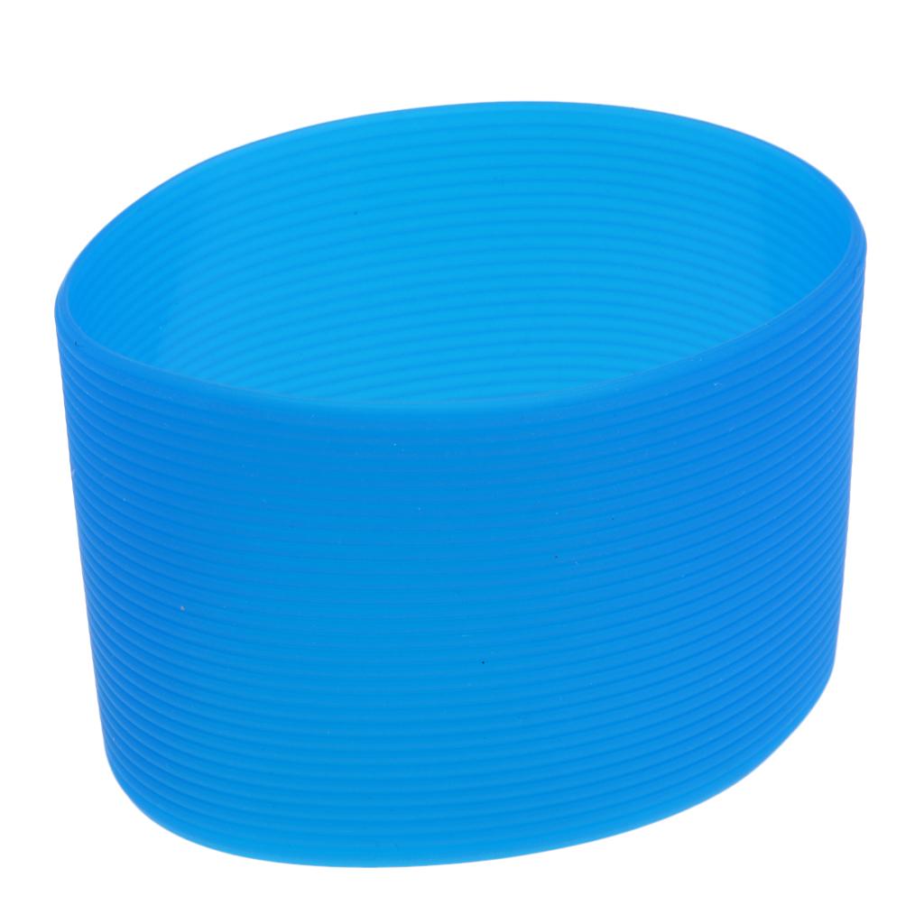 2xOutdoor Silicone Round Non-slip Water Bottle Mug Cup Sleeve Cover Dark blue