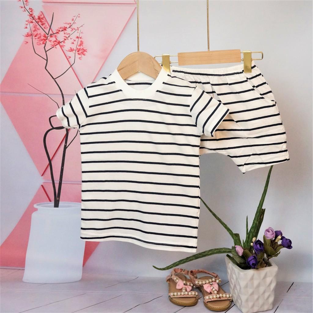 Bộ cộc tay bé trai bộ cộc tay cho bé gái  đẹp cotton mát lạnh kẻ sọc SOC1621