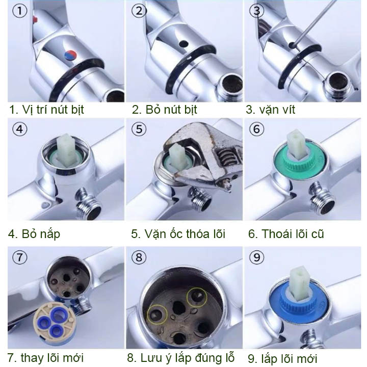 Lõi vòi nước nóng lạnh, cho chậu rửa, sen tắm, loại 25mm, 35mm hoặc 40mm tùy chọn