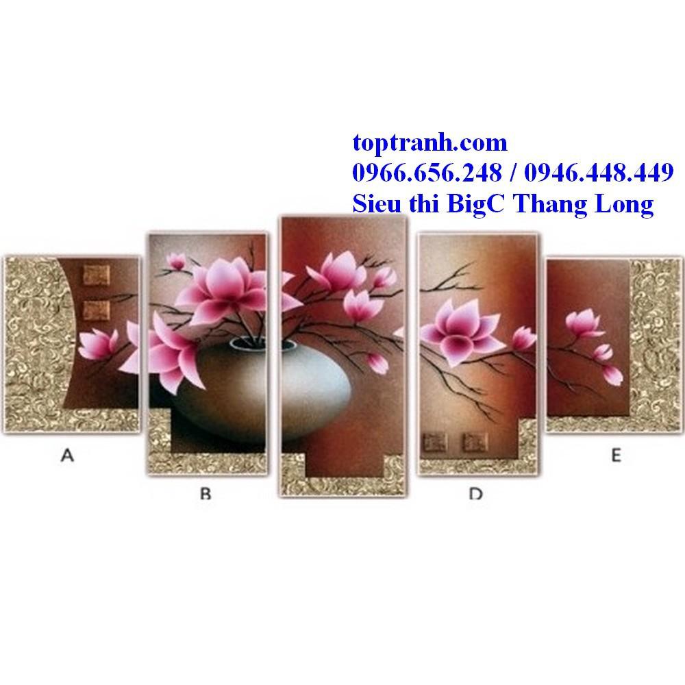 Tranh thêu chữ thập bình hoa sen 5 bức A698