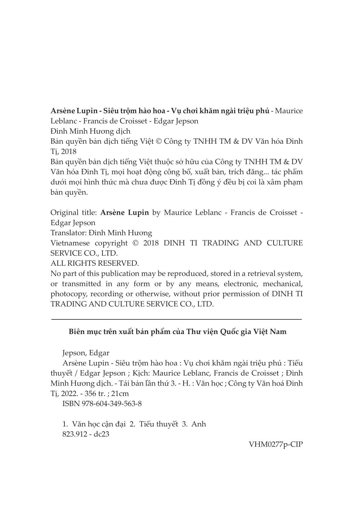 Sách Arsène Lupin - Siêu Trộm Hào Hoa- Vụ Chơi Khăm Ngài Triệu Phú