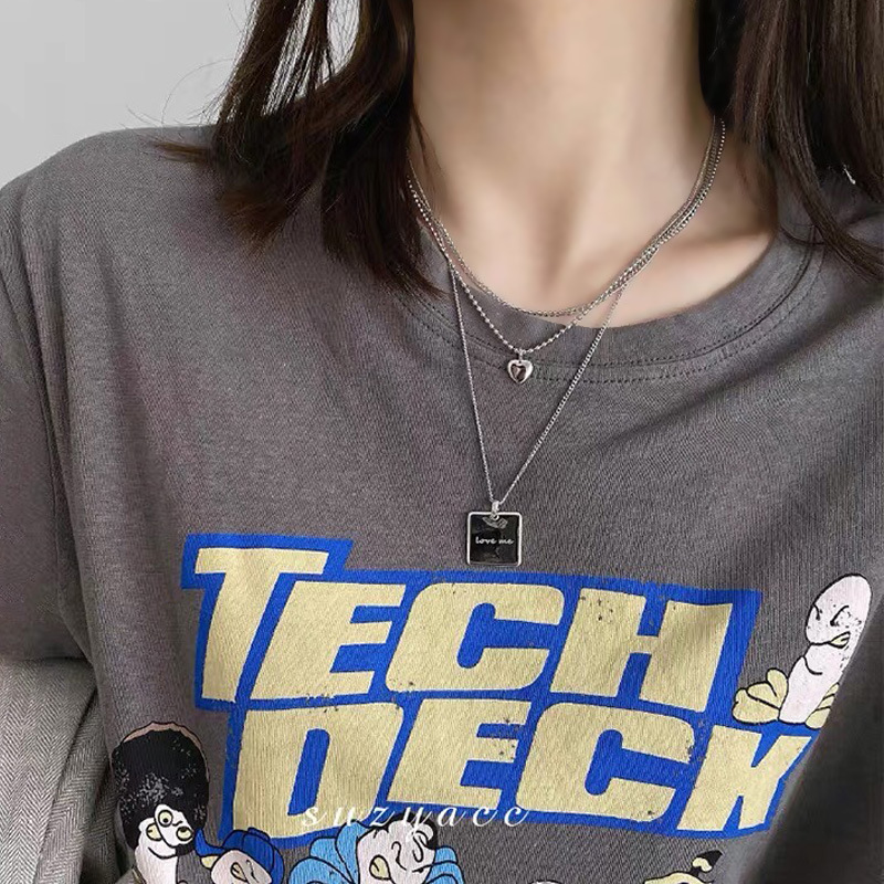 Dây chuyền 2 tầng chuỗi xích cá tính trái tim 3D ấn tượng