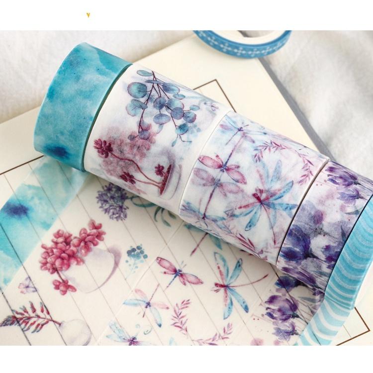 Set 10 cuộn băng keo Washi sáng tạo trang trí sổ tay nhật ký