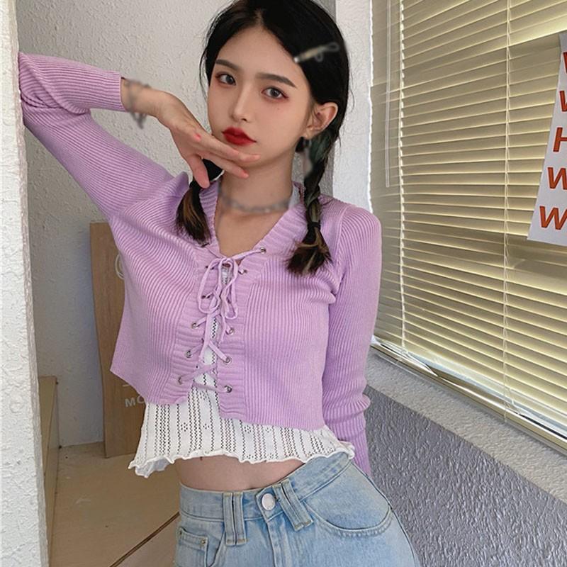 Áo khoác cardigan nữ dệt kim phong cách đơn giản xinh xắn