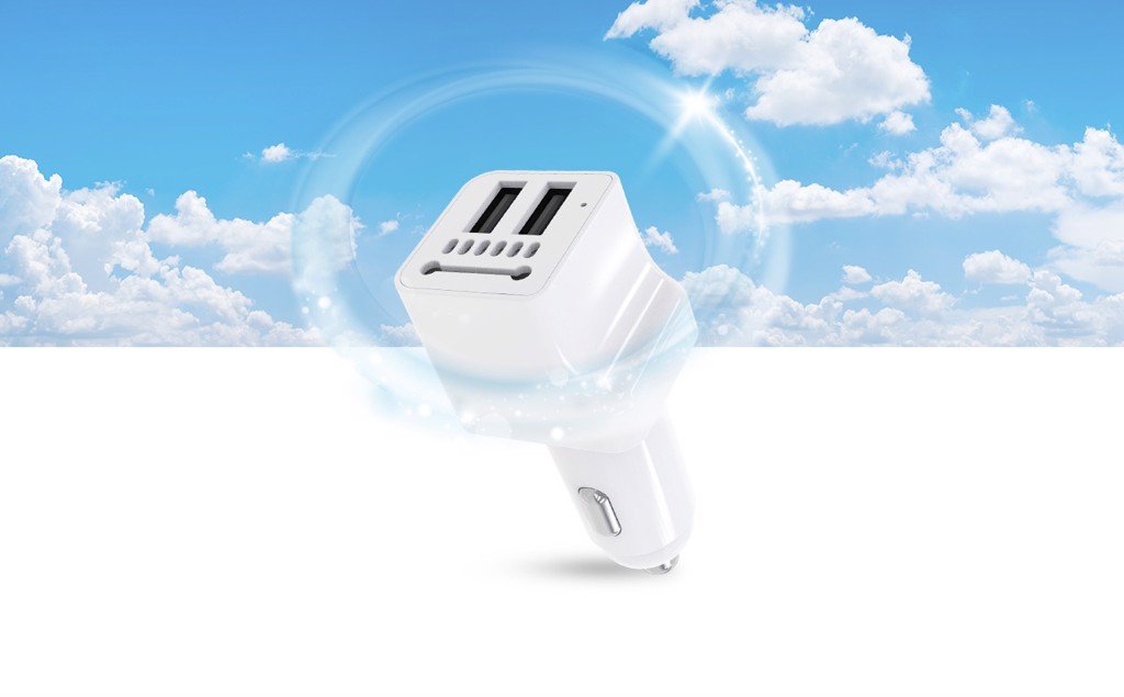Máy lọc không khí kiêm bộ sạc ô tô xe hơi Echo Car Air Purifier & Charger Actto ACL-04 - HÀNG CHÍNH HÃNG White