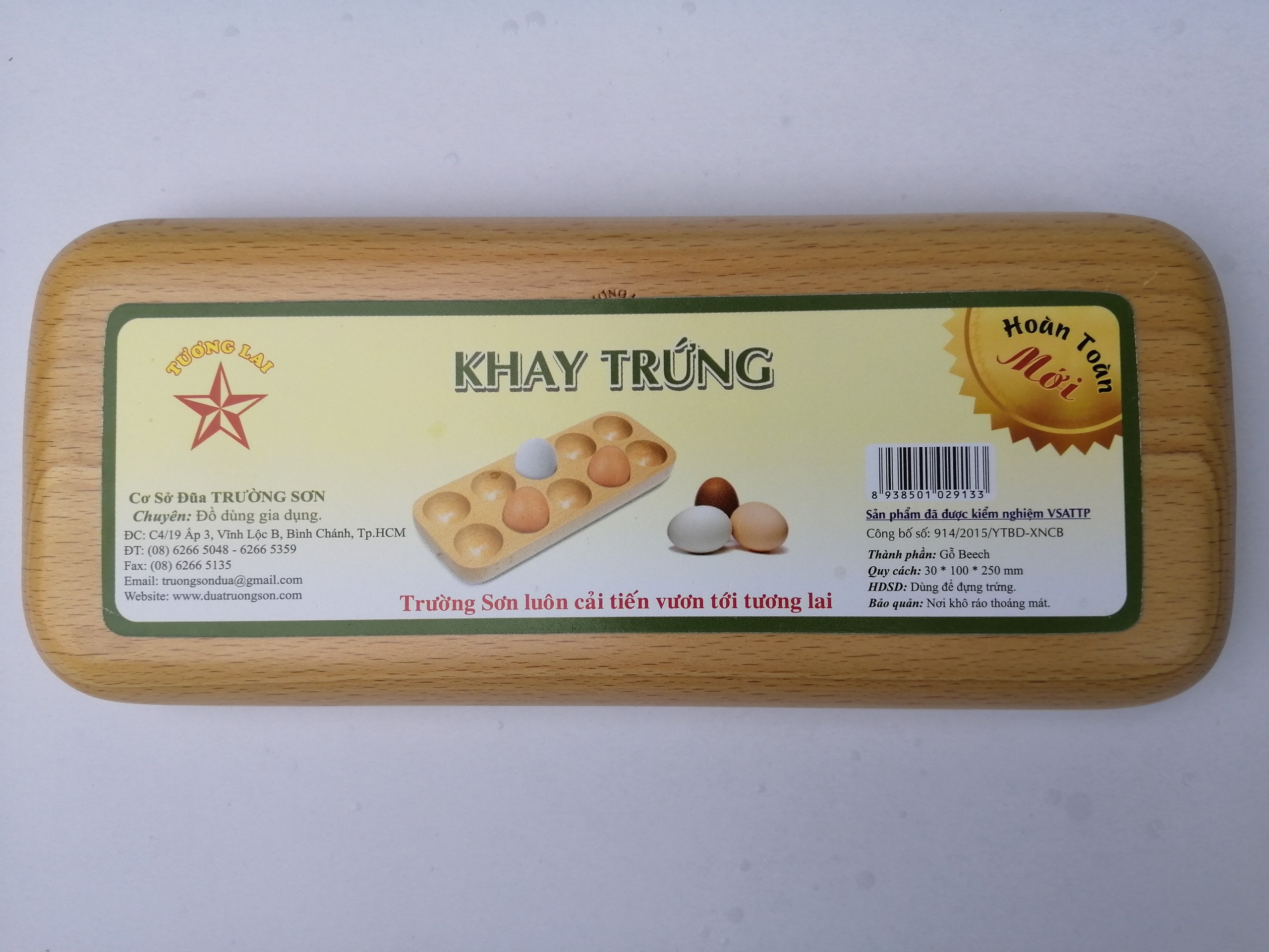 Khay Đựng Trứng Di Động 10 Quả Bằng Gỗ Beech Nguyên Khối - Đồ Gỗ Nhà Bếp Thương Hiệu Trường Sơn