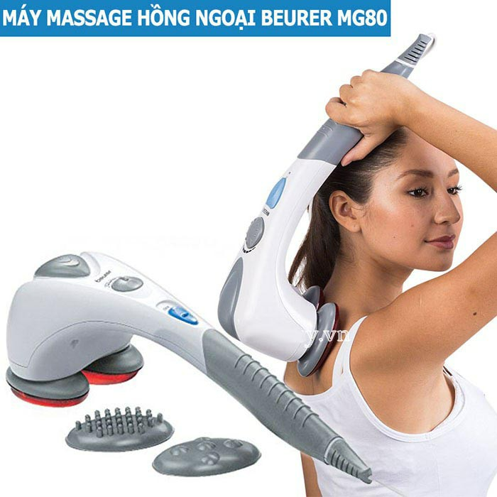 Máy Massage Cầm Tay Beurer MG80, Thiết Kế Có 2 Đầu Massage, Có Đèn Hồng Ngoại, Dễ Dàng Điều Chỉnh Tốc Độ Và Cường Độ, Đánh Bay Mọi Mệt Nhọc, Tạo Cảm Giác Thư Thái, Nhập Đức, Bảo Hành 12 Tháng