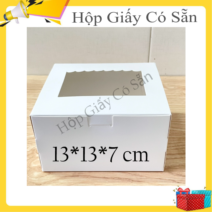 Hộp giấy đựng bánh handmade 13x13x7cm combo 10 hộp