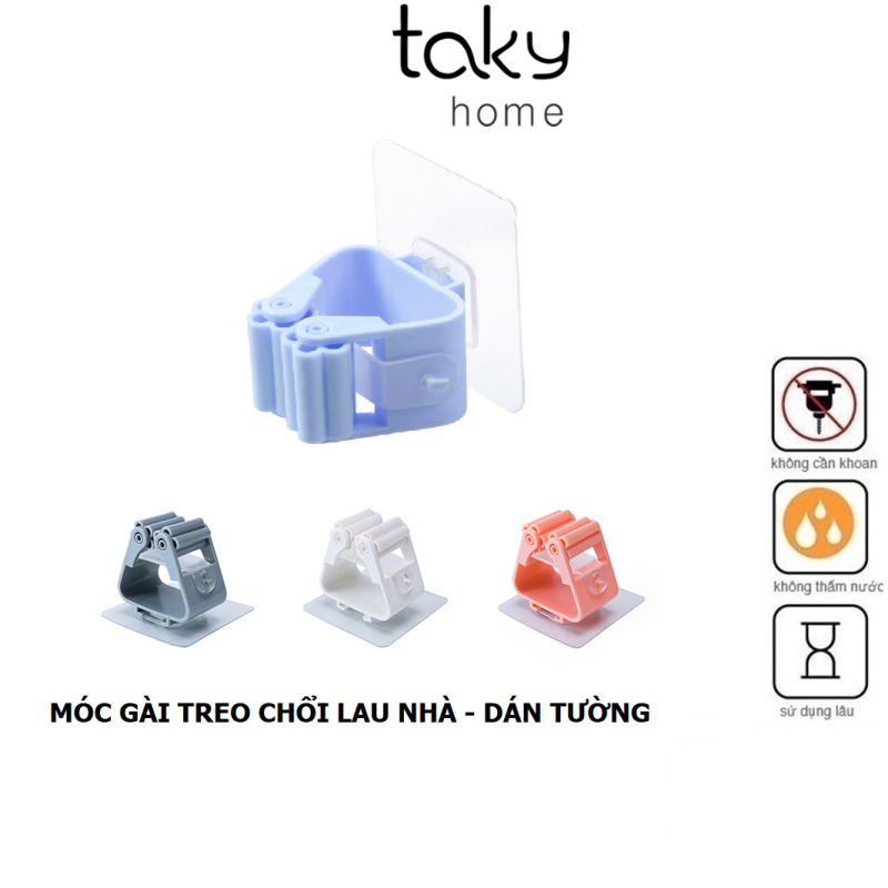 Kẹp Dính Tường Treo Chổi - Cây Lau Nhà Hiện Đại, Luôn Gọn Gàng, Sử Dụng, Kẹp Có Miếng Dán Siêu Chắc, Sử Dụng Miếng Dán 3M. TakyHome  4028