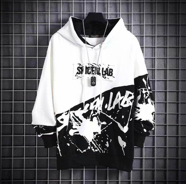 Áo hoodie tay dài dáng rộng họa tiết độc đáo thời trang nam cá tính