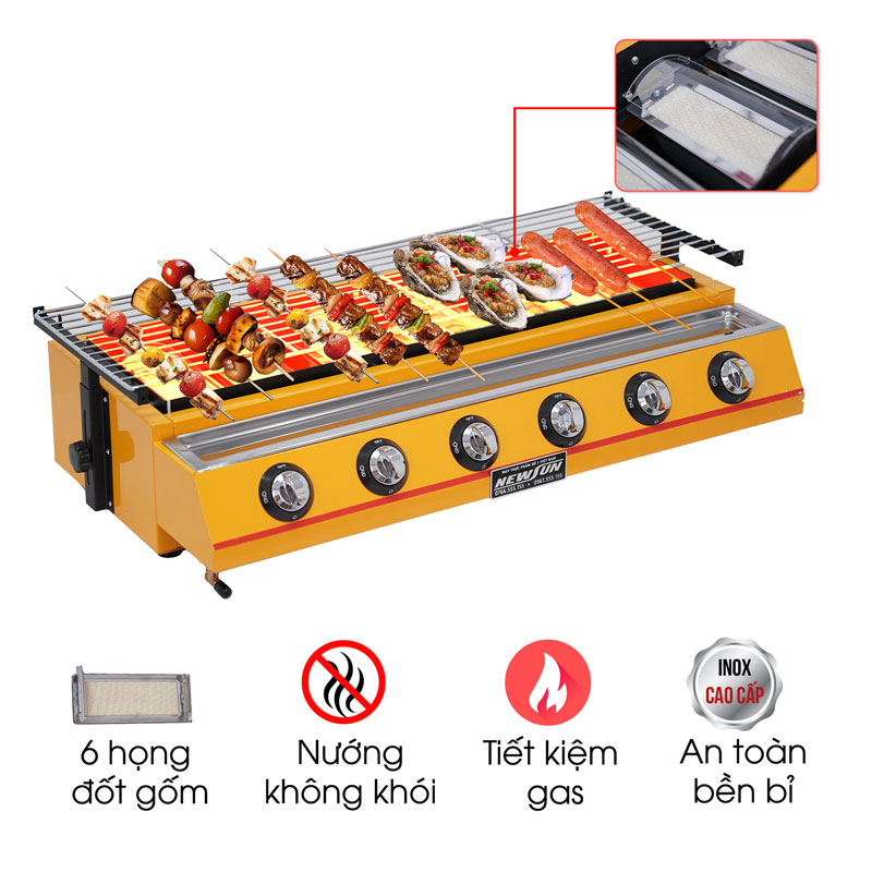 Bếp nướng gas 6 họng NS-ET-K233-B NEWSUN - Hàng chính háng