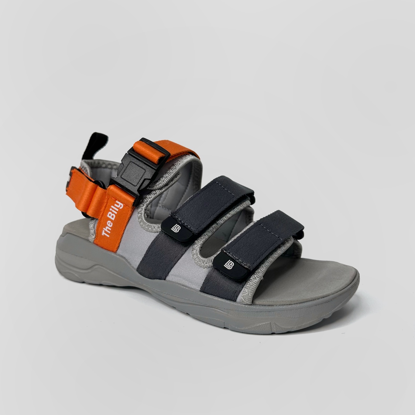 Giày Sandal Nam Nữ Unisex The BiLy Quai Ngang Dây Dù Đế IP Siêu Êm Nhẹ Đế Xám Màu Xám Cam-BLDX08