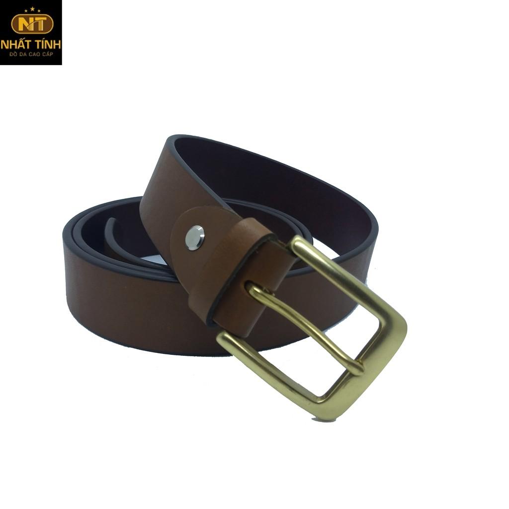 Thắt lưng nam da bò sáp nguyên tấm cao cấp, khóa bằng đồng đúc đặc chính hãng Nhất Tính Leather N162 bảo hành 24 tháng