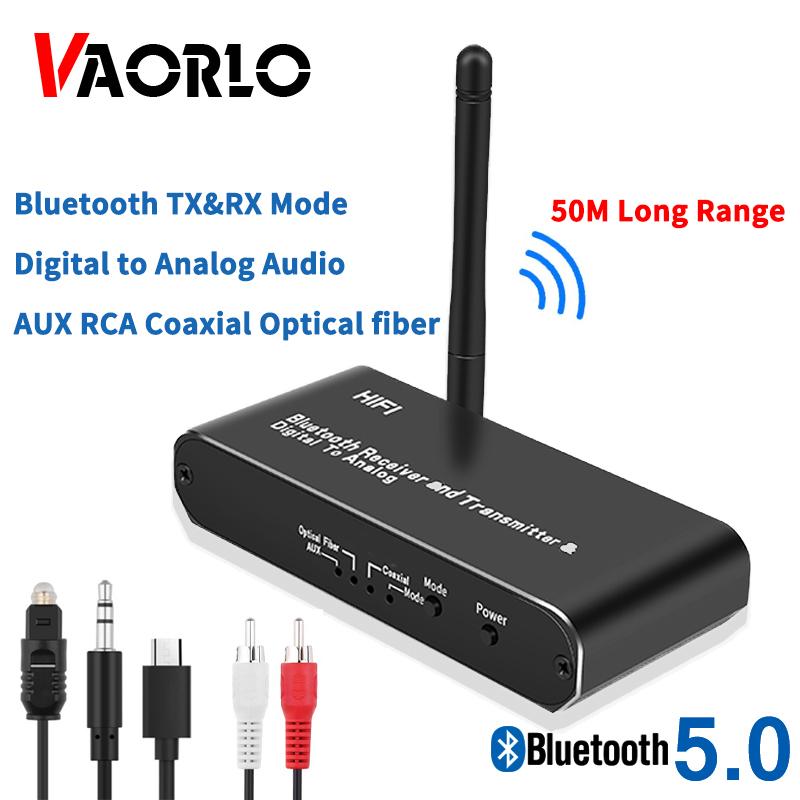 VAORLO DAC Bộ Chuyển Đổi Âm Thanh Kỹ Thuật Số Sang Analog 3.5MM AUX Đồng Trục Sợi Quang Bộ Thu Âm Thanh Bluetooth 5.0 Bộ Phát Cho TV PC