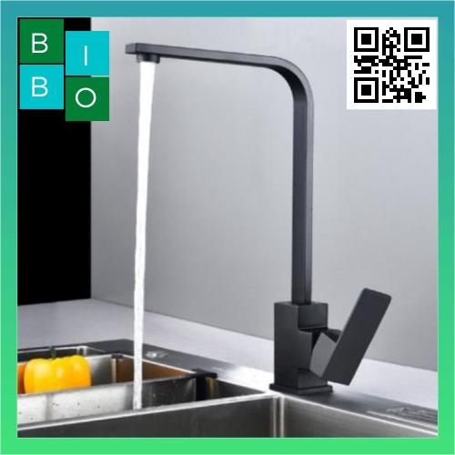 Vòi rửa bát vuông nóng lạnh được phủ phủ nano đen