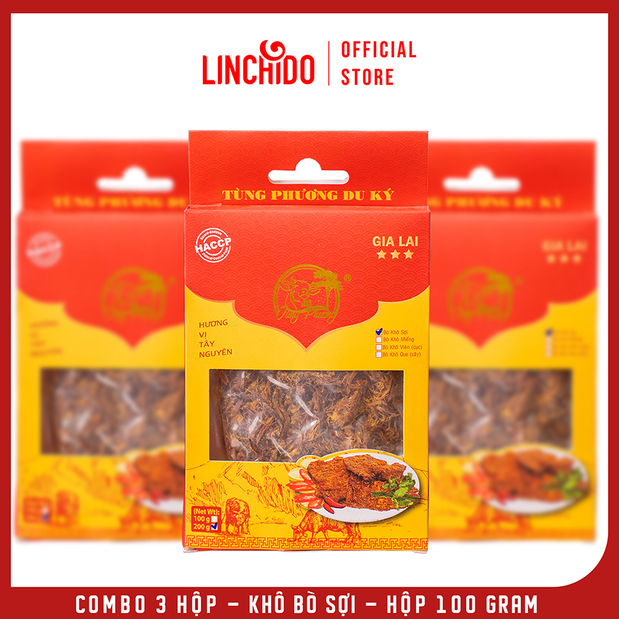 Combo 3 Hộp - Khô Bò Sợi - Tùng Phương Du Ký - Hộp 100 Gram