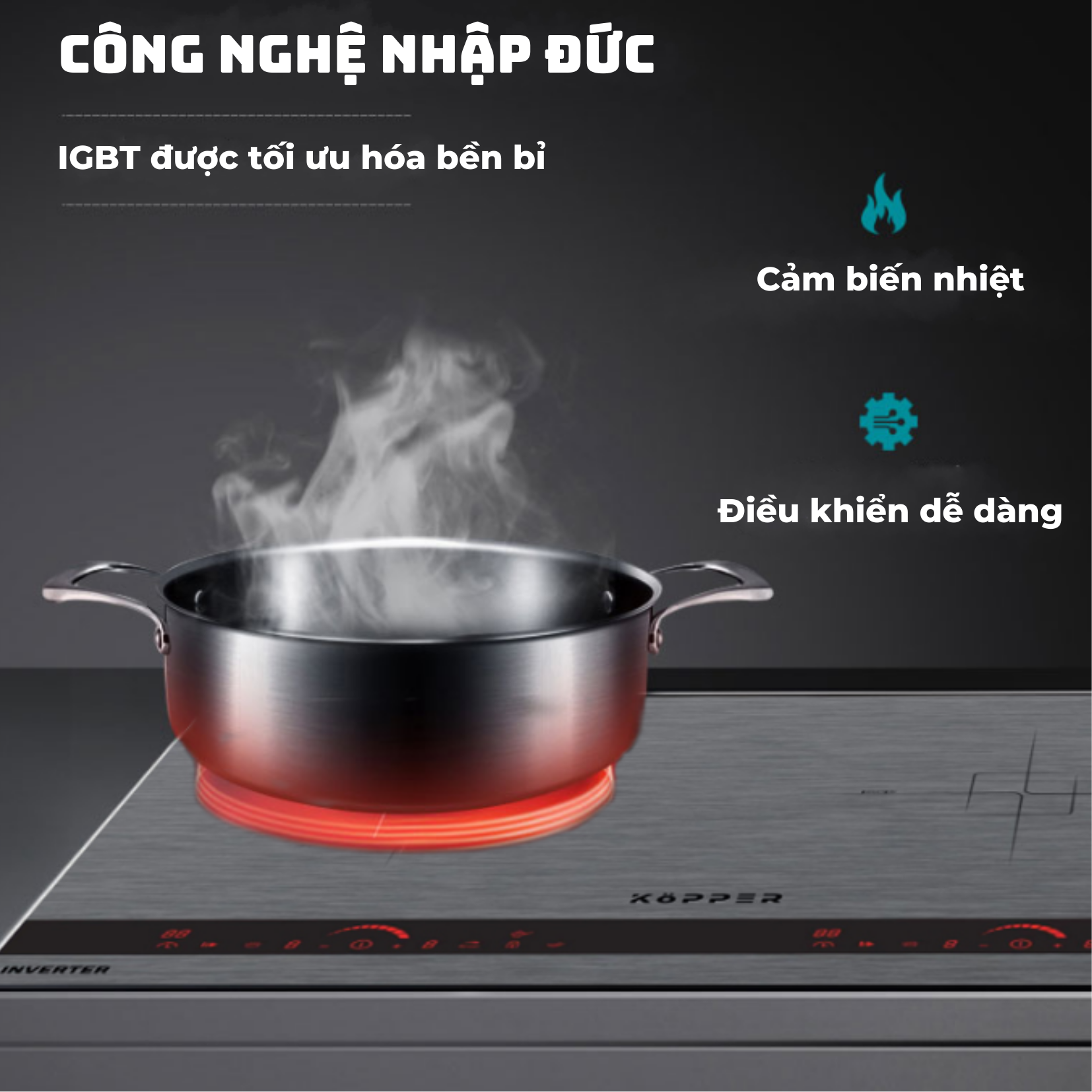 Bếp Từ Chuẩn Inverter KOPPER - Bảng Điều Khiển Cầu Vồng Độc Đáo - Hàng Chính Hãng