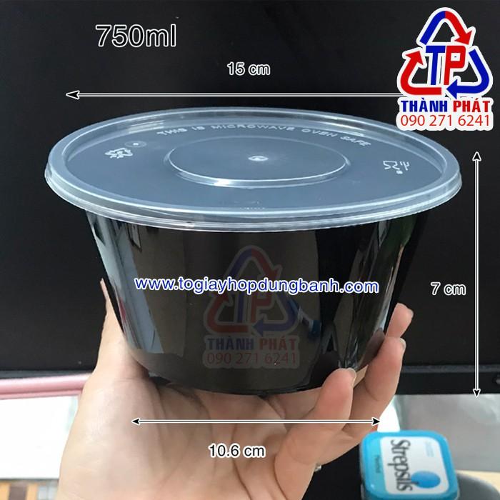 Thố nhựa đen 750ml có nắp  – Tô nhựa đen 750ml đựng thức ăn nóng lạnh - Tô nhựa đen đựng mì trộn