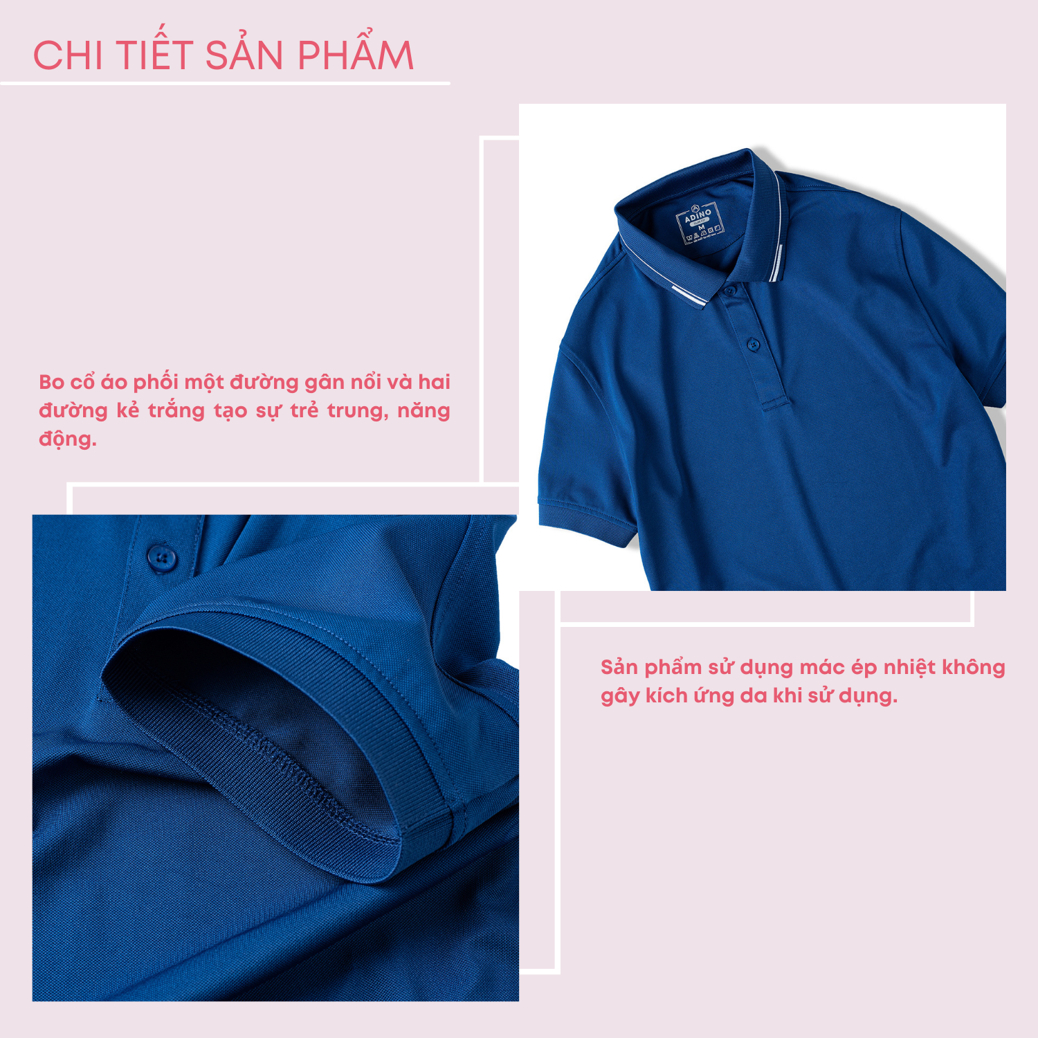 Áo polo nữ màu xanh dương phối viền ADINO vải polyester cotton không bai xù dáng công sở slimfit hơi ôm trẻ trung APN05