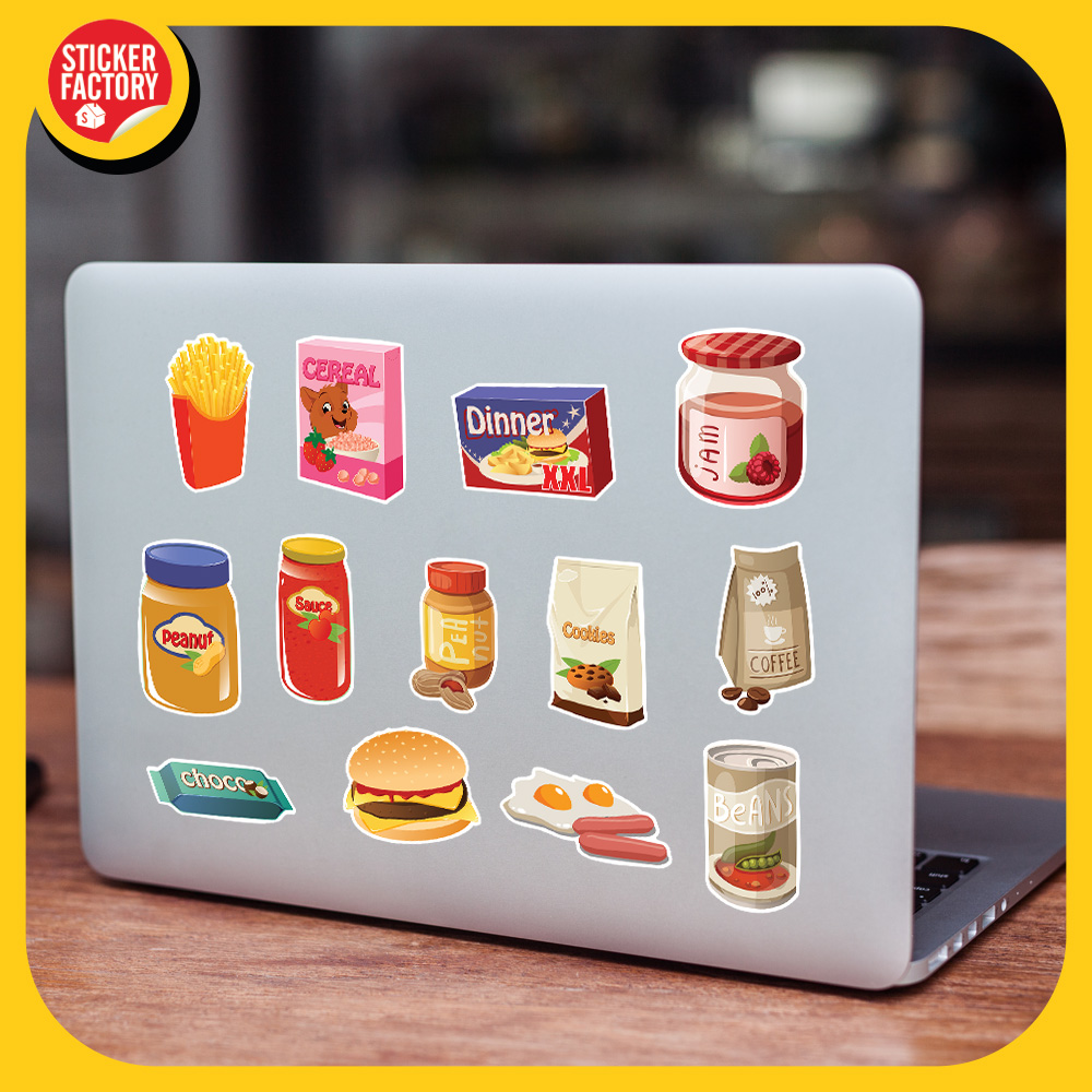Food and Drink - Set 100 sticker decal hình dán nón bảo hiểm, laptop, xe máy, ô tô - STICKER FACTORY
