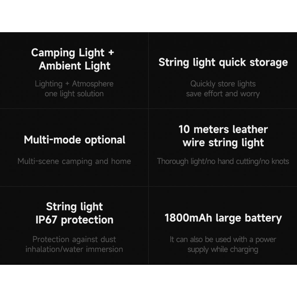 Dải Đèn LED Ánh Sáng Trắng Ấm Áp Linh Hoạt Nhỏ Gọn Có Thể Sạc Lại Trang Trí Lều Cắm Trại