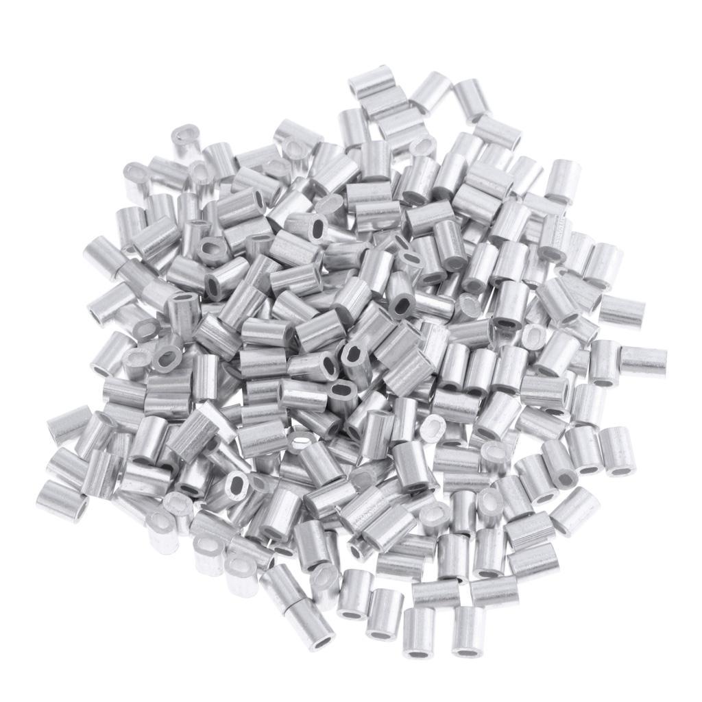 3x100Pcs Aluminum Fishing Crimps Double Barrel Crimping Sleeves 1mm