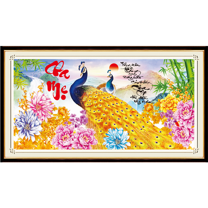 Tranh đính đá cha mẹ VS058 - 90x45cm - chưa đính