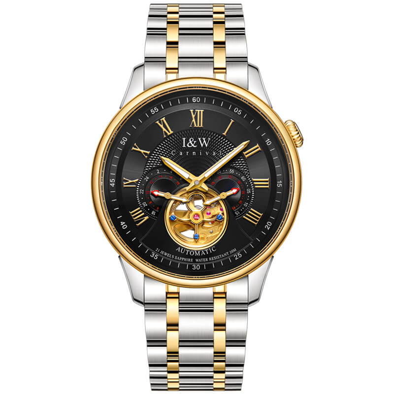 Đồng hồ nam chính hãng IW Carnival IW613G-2,Kính sapphire chống xước,Chống nước 50m,BH 24 tháng,Máy Cơ Automatic nhật bản,dây thép không gỉ 316L,mặt trắng dây trắng vàng lộ cơ