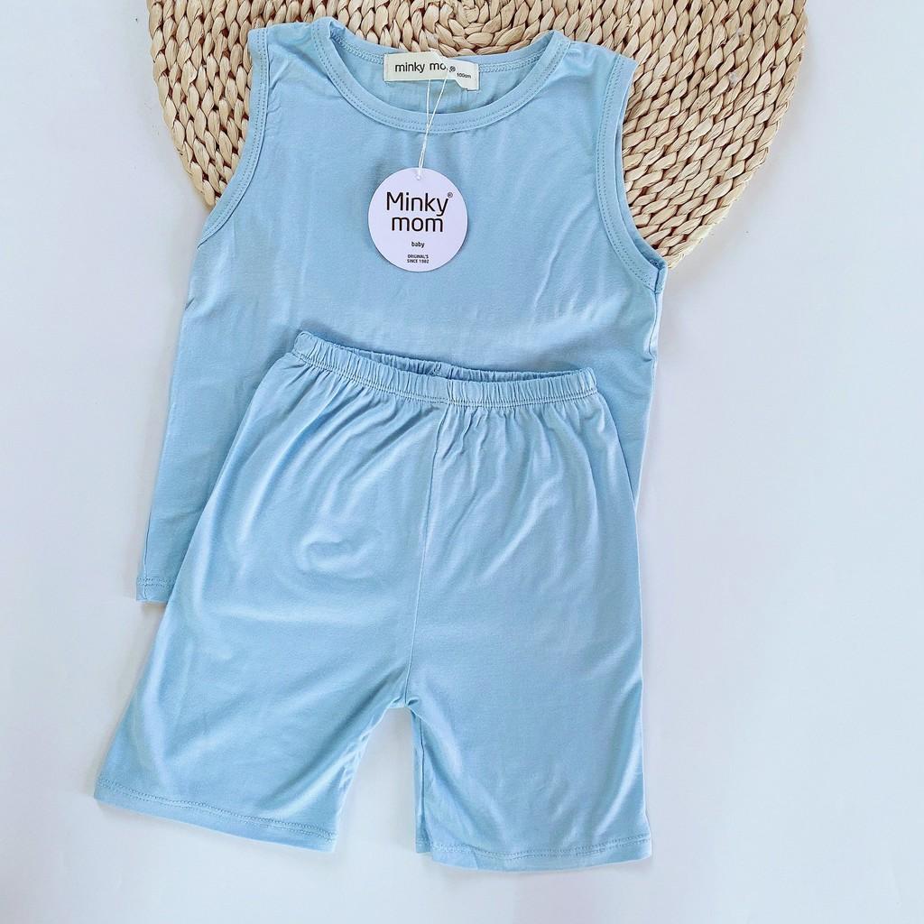 Bộ Ba Lỗ Minky Màu Trơn Thun Lạnh Cho Bé
