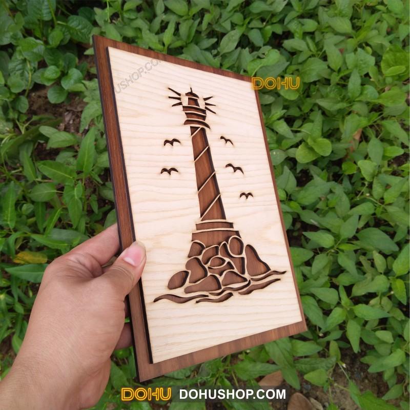 Tranh Gỗ Treo Tường Handmade DOHU016: Ngọn Hải Đăng - Thiết Kế Đơn Giản, Độc Đáo, Sang Trọng