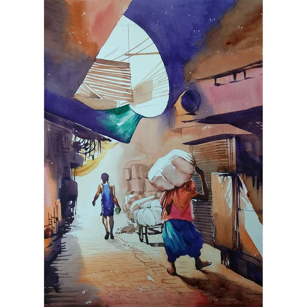 Tranh canvas phong cách màu nước - Khuân vác - WT005