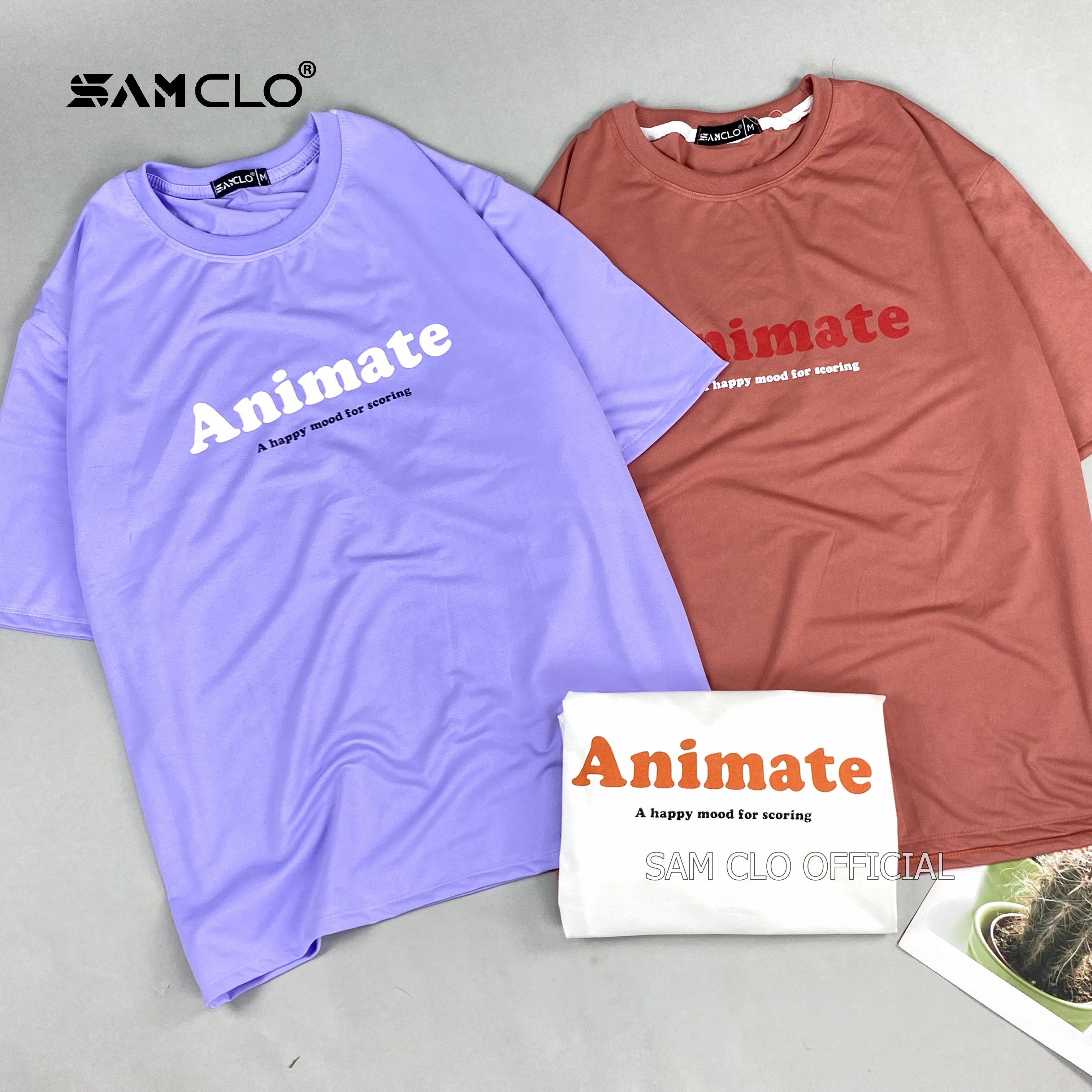 Áo thun tay lỡ nam nữ SAM CLO phông form rộng Unisex mặc cặp, nhóm, lớp, in chữ ANIMATE