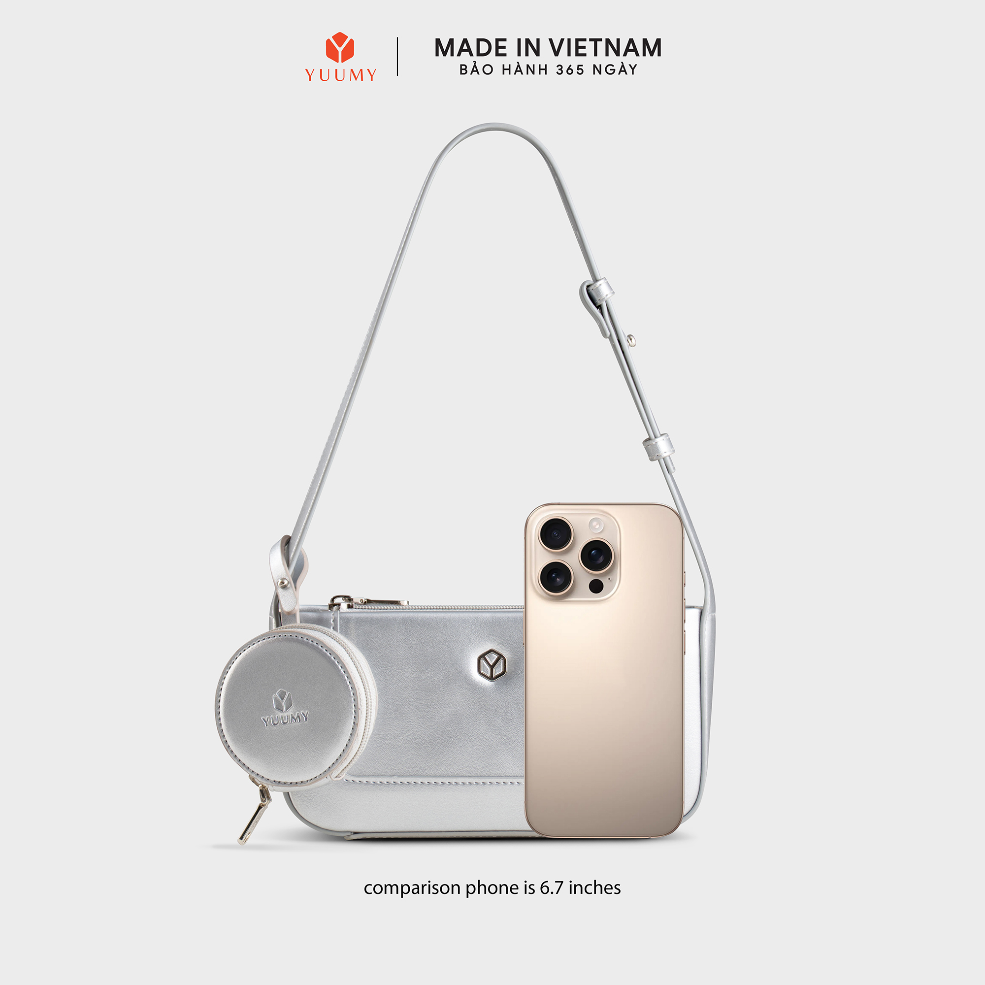 Túi Yuumy ( Thời trang nữ size 22 phối ví mini - Túi đeo chéo da Glossy YN346 )