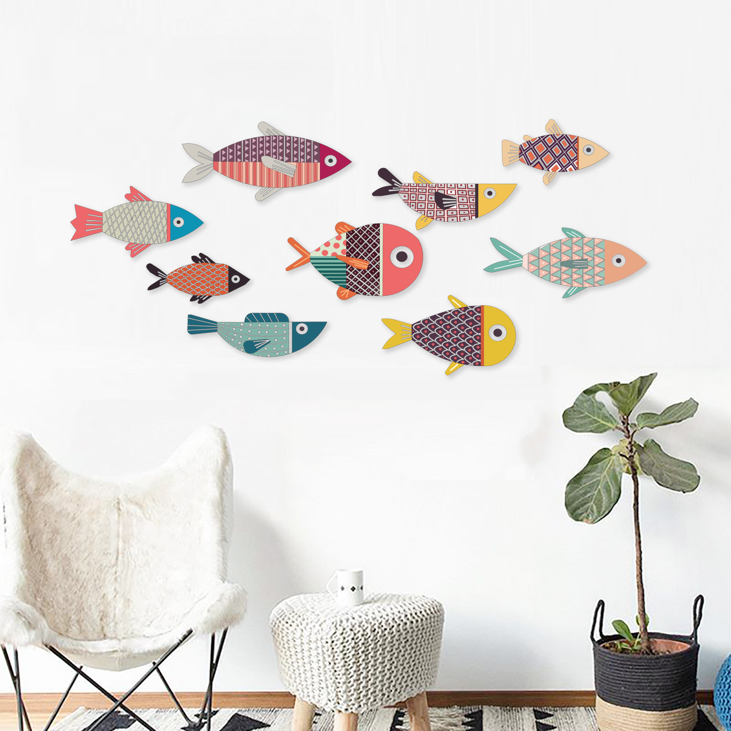 BỘ TRANH COLOR FISHES TREO TƯỜNG TRANG TRÍ PHÒNG KHÁCH, PHÒNG NGỦ, PHÒNG ĂN - TẶNG KÈM BĂNG DÍNH 3M SIÊU DÍNH TREO TRANH CHUYÊN DỤNG - FH16