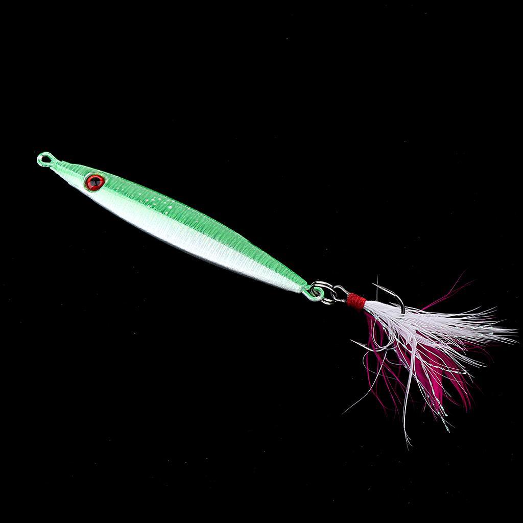Hard Jigging Lead Fish Baits 21g 8cm Metal Fishing Lure Long Casting Lure with Feather Hook