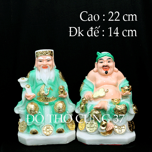 [ Cao 22 cm ] TƯỢNG THẦN TÀI - THỔ ĐỊA MÀU XANH NGỌC [ Bột đá + composite ]