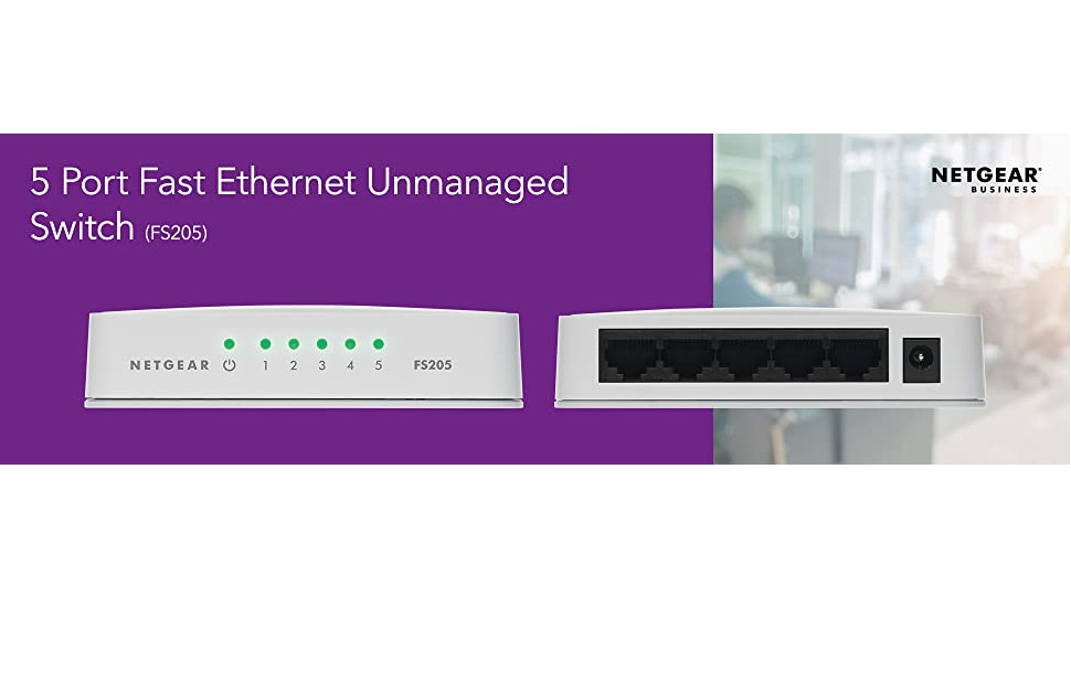 Bộ chia mạng 5 Cổng Switch Netgear FS205 Fast Ethernet Unmanged 10/100Mbps - Hàng Chính Hãng