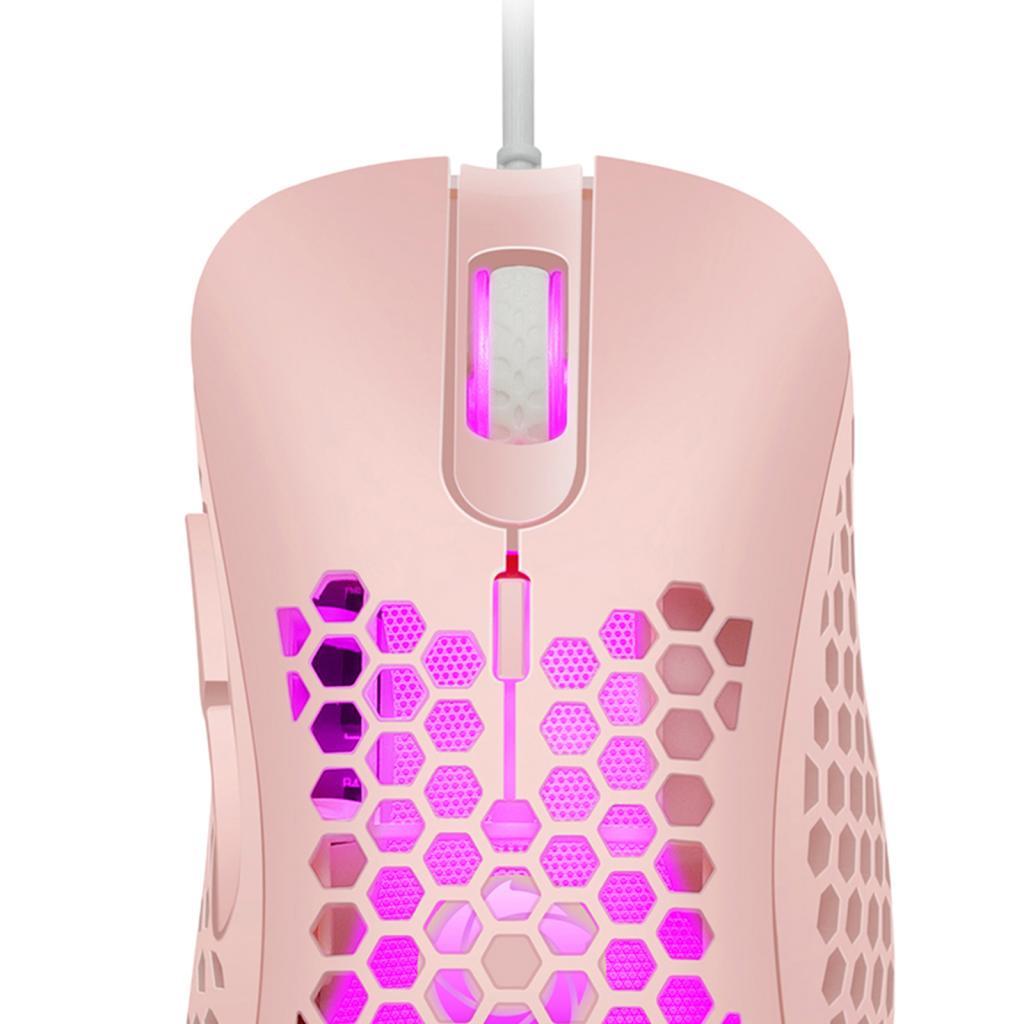 Wired Game Mouse Hollow Hole Honeycomb Lightweight Computer MICE Pink